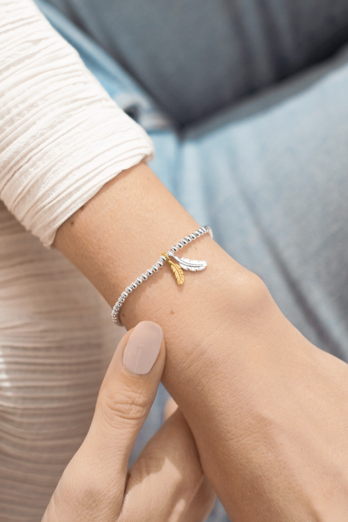 A Little 'Feathers Appear When Loved Ones Are Near' Bracelet- Silver