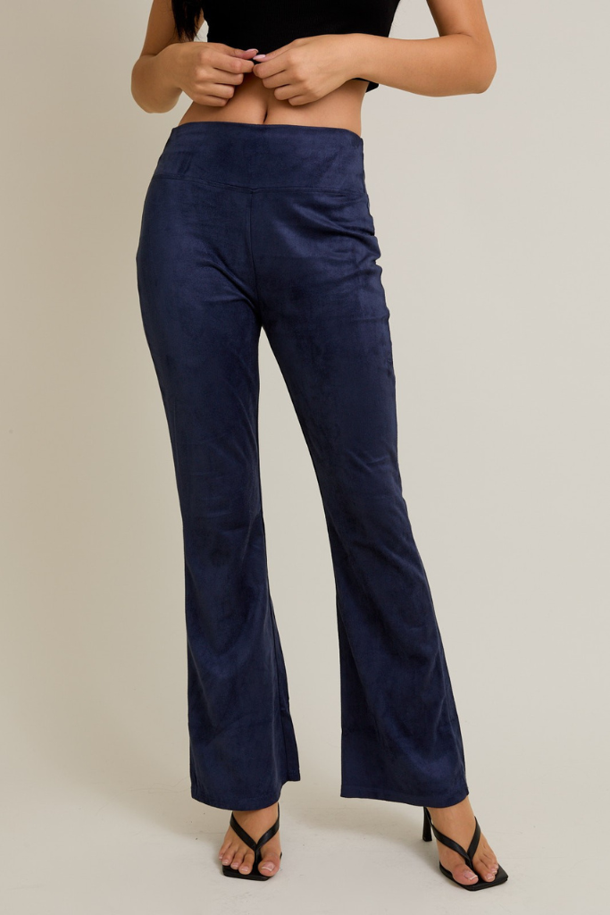 Perfect Suede Flare Leggings - Navy