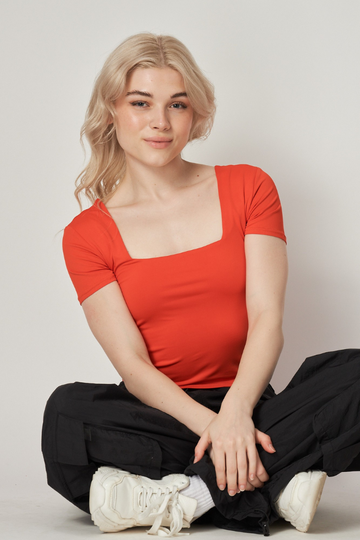 Just Enough Double Lined Top - Red