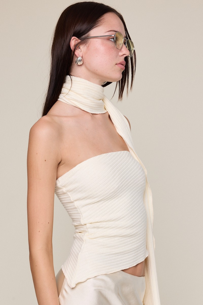 Deidre Asymmetrical Tube Top - Cream