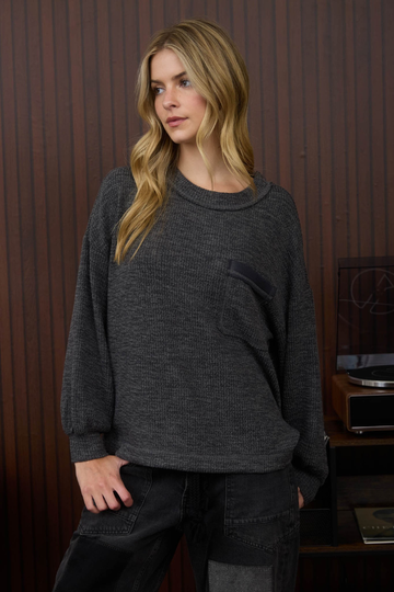 Goldie Knit Top - Charcoal