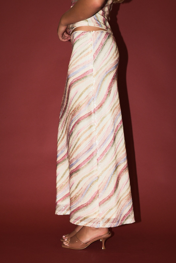 Drawn Details Maxi Skirt - Stripe Multi