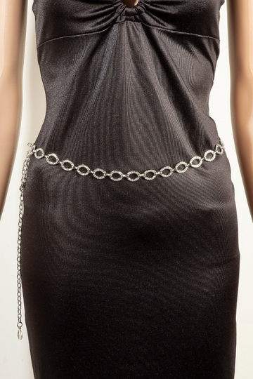 Fine Link Chain Belt - Silver