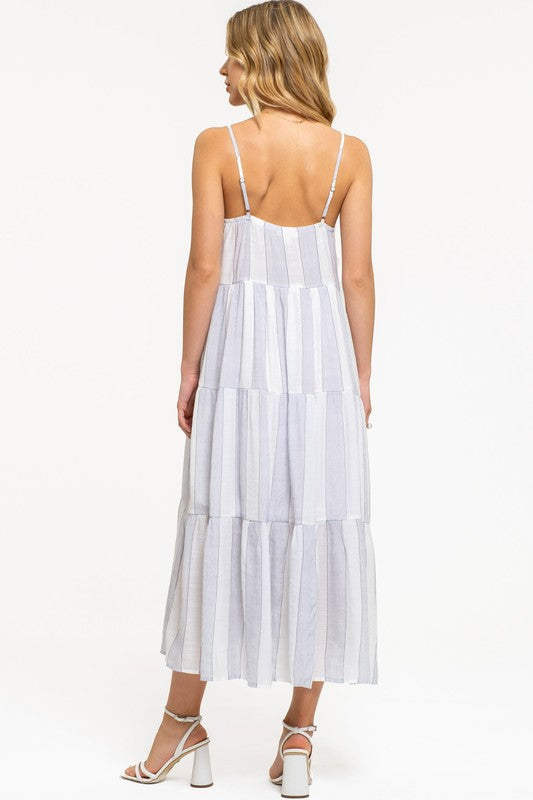 Mavis Tiered Maxi Dress - Blue/White