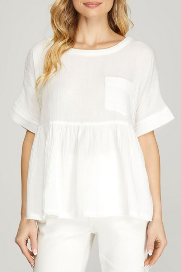 Build Bold Babydoll Top - Off White