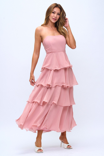 Not Sorry Layered Maxi Dress - Blush