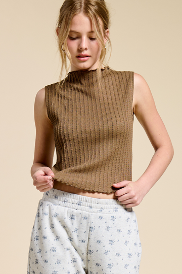 Deanna Ribbed Tank - Brown