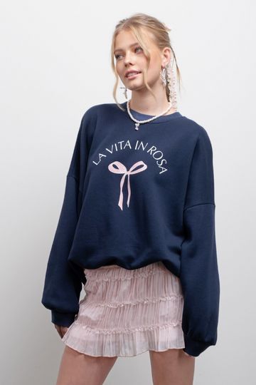 Molly Bow Graphic Sweatshirt - Navy