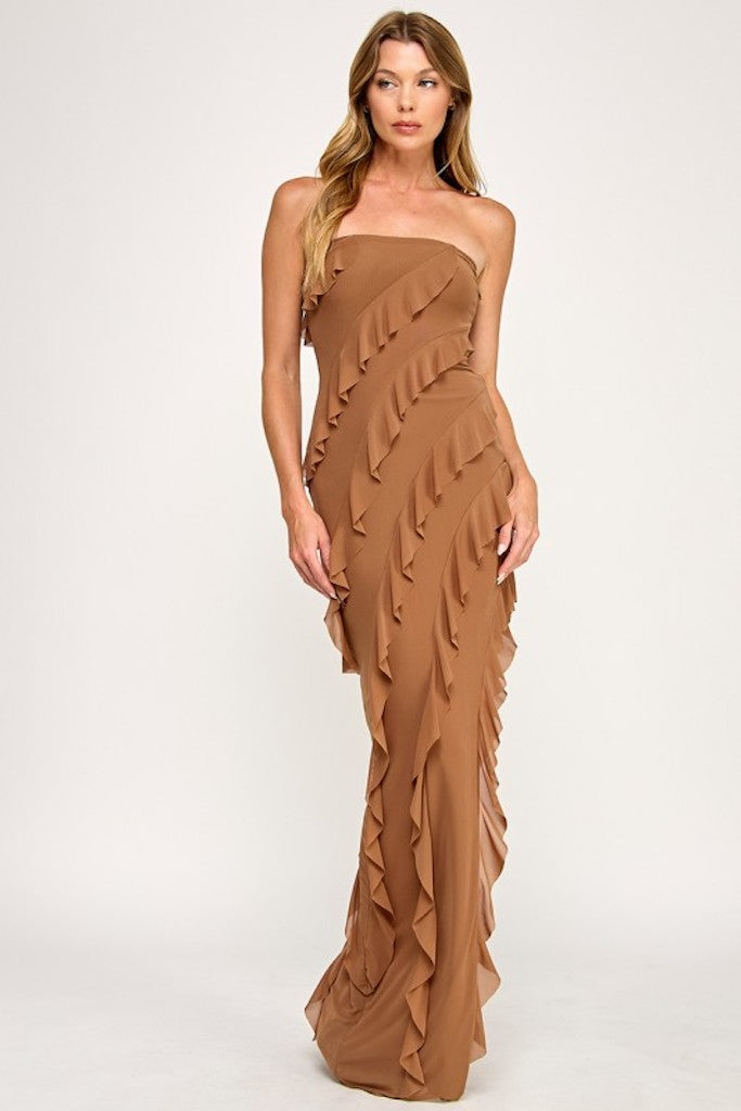 chinese dress ladies Emma Ruffle Maxi Dress – No Strings Dress Hire main image 0
