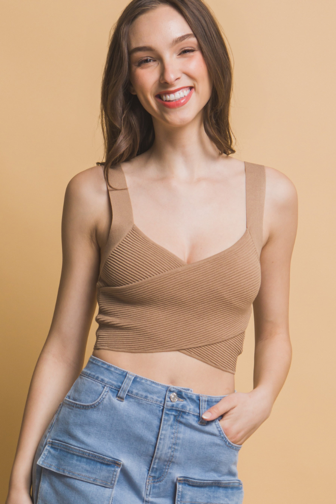 Stay Ready Knit Crop Top - Khaki
