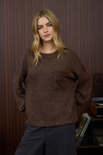 Goldie Knit Top - Dark Brown