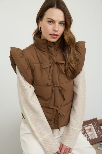 Embrace Life Puffer Vest - Brown