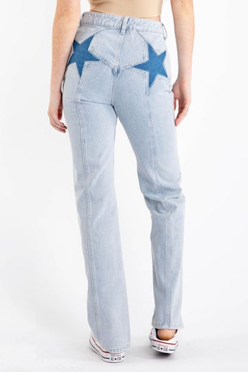Be Free Straight Leg Jeans- Light Denim