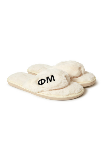 Sorority Faux Fur Slippers - Phi Mu
