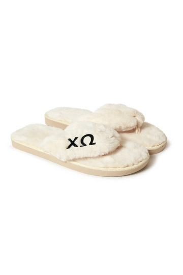 Sorority Faux Fur Slippers - Chi O