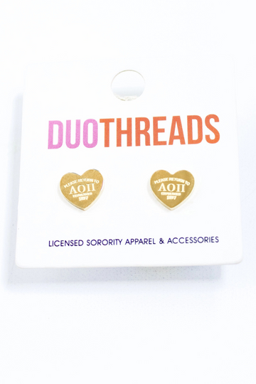 Sorority Heart Earrings - AOII