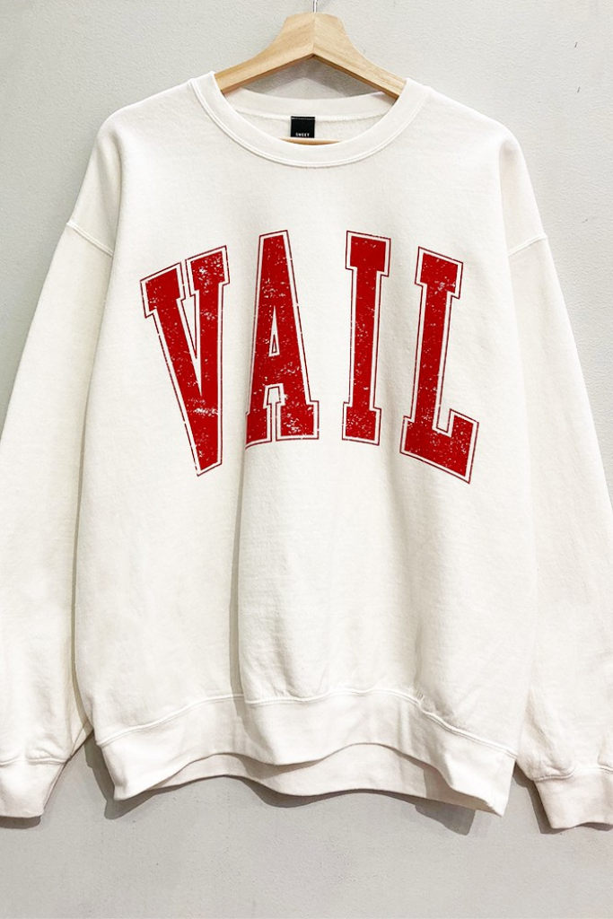 Vail Graphic Sweatshirt- White/Red