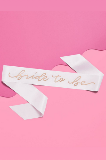 Bride To Be Sash- White/Rose Gold