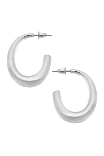 Naomi Hoop Earrings- Satin Silver