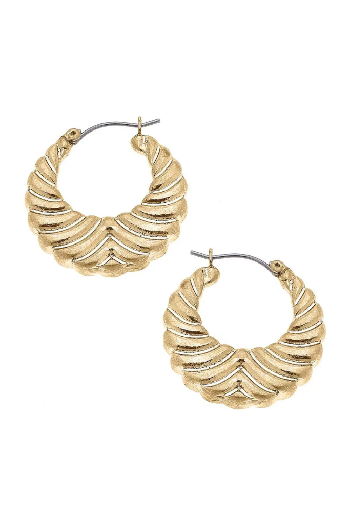 Goldie Scalloped Hoop Earrings- Gold