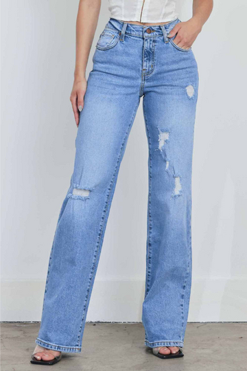 Take Lead Wide Leg Jeans - Medium Wash
