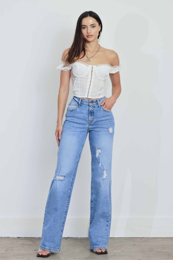 Take Lead Wide Leg Jeans - Medium Wash