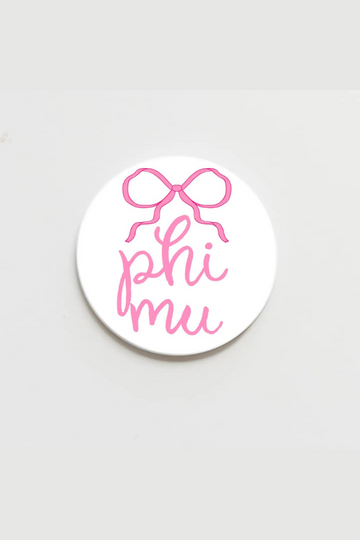 Phi Mu Greek Bow Button - 2.25 Inch