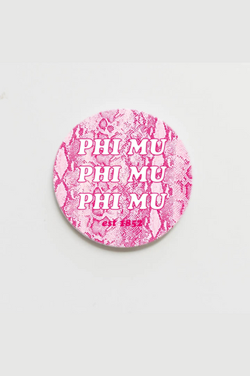 Phi Mu Greek Snake Print Button - 3 Inch