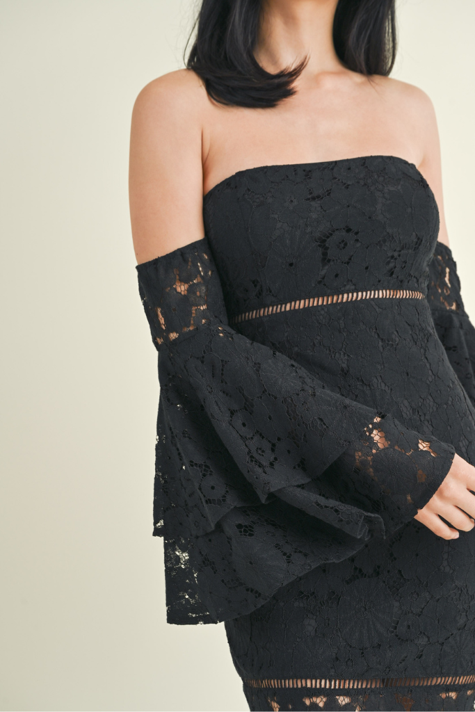 Stand Your Ground Lace Midi Dress - Black