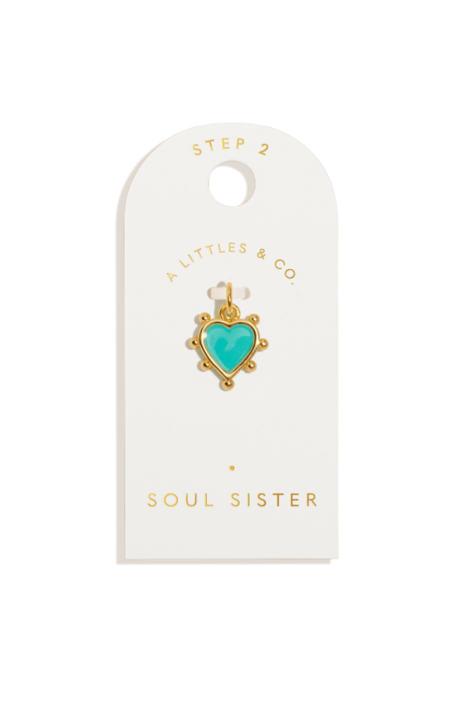 A Little Small 'Soul Sister' Charm - Teal/Gold