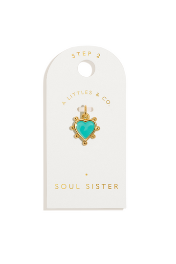 A Little Small 'Soul Sister' Charm - Teal/Gold