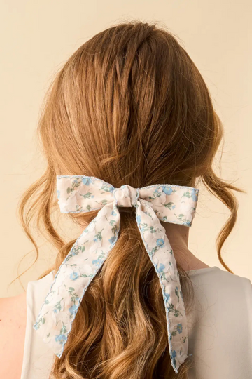 Hair Bow - Blue Floral