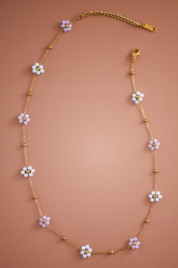 Druella Flower Necklace - Mixed Pearl