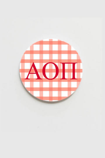 Alpha Omicron Pi 3in Button - Gingham