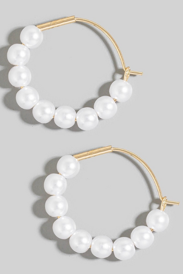 Pure Pearl Hoop Earrings - Gold