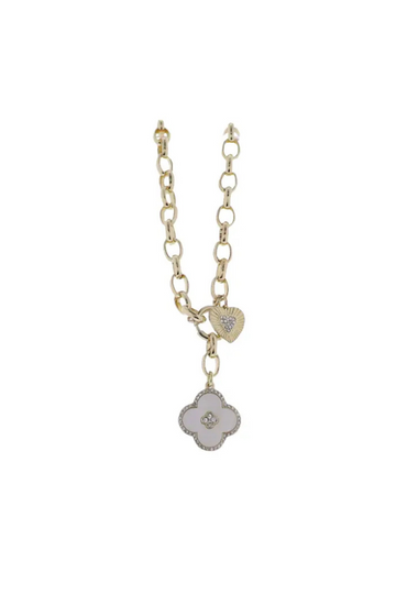 Oval Cable Chain Quatrefoil Necklace - Gold