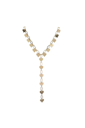 Drop Lariat Heart Chain Necklace - Gold