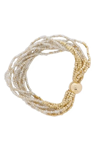 Multi Strand Beaded Bracelet - Silver/Gold