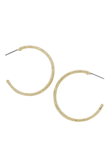 Hammered Hoop Earrings - Gold