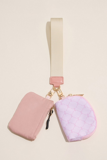 Nylon Dual Wristlet - Pink Bow