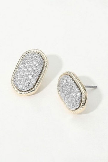 Bradley Oval Stud Earrings - Silver
