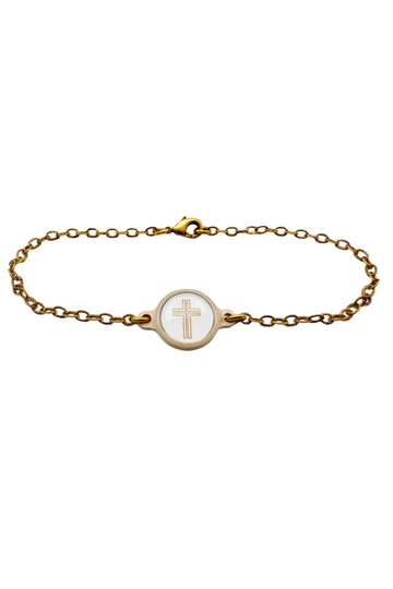 Tap To Pray™ Handmade Bracelets- White/ Gold