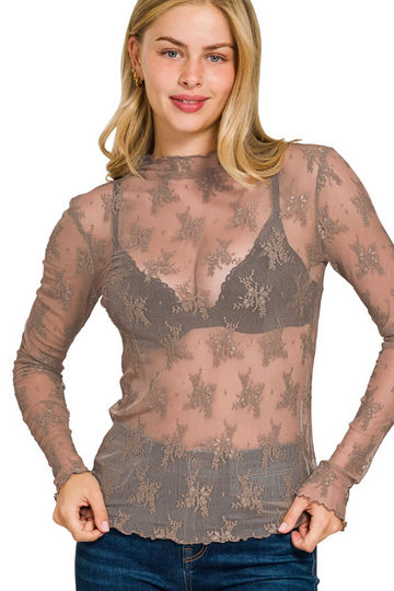 Delicate Touch Sheer Top - Taupe