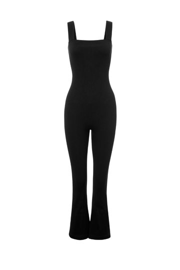 Full Throttle Ribbed Jumpsuit - Black