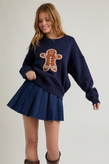 Gingerbread Graphic Sweater - Navy
