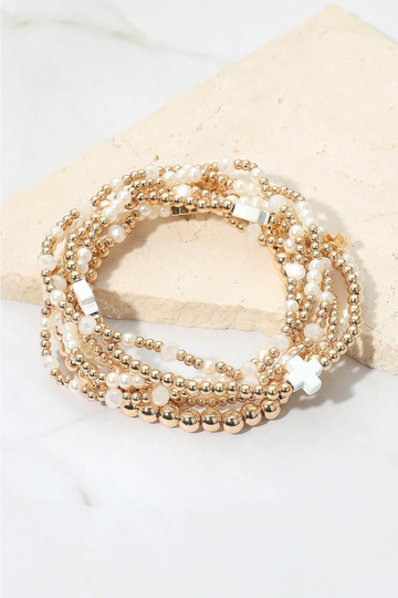 Kristy Bracelet Set - White/Gold