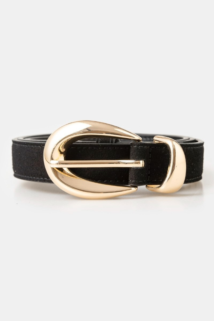 Vega Oval Buckle Belt - Black/Gold