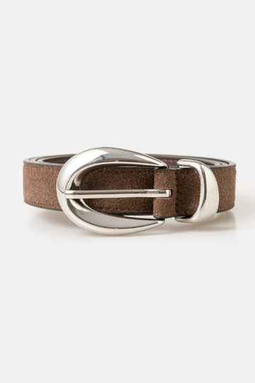 Vega Oval Buckle Belt - Brown/Silver