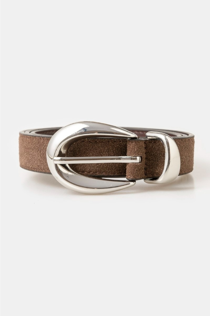Vega Oval Buckle Belt - Brown/Silver