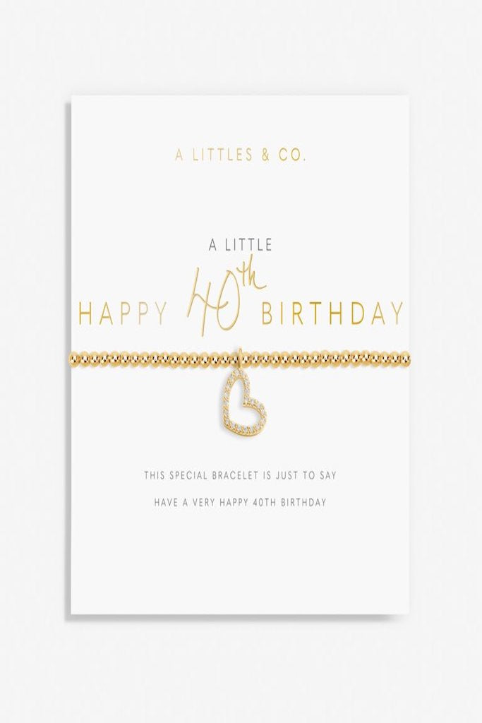 A Little 'Happy 40th Birthday' Bracelet- Gold